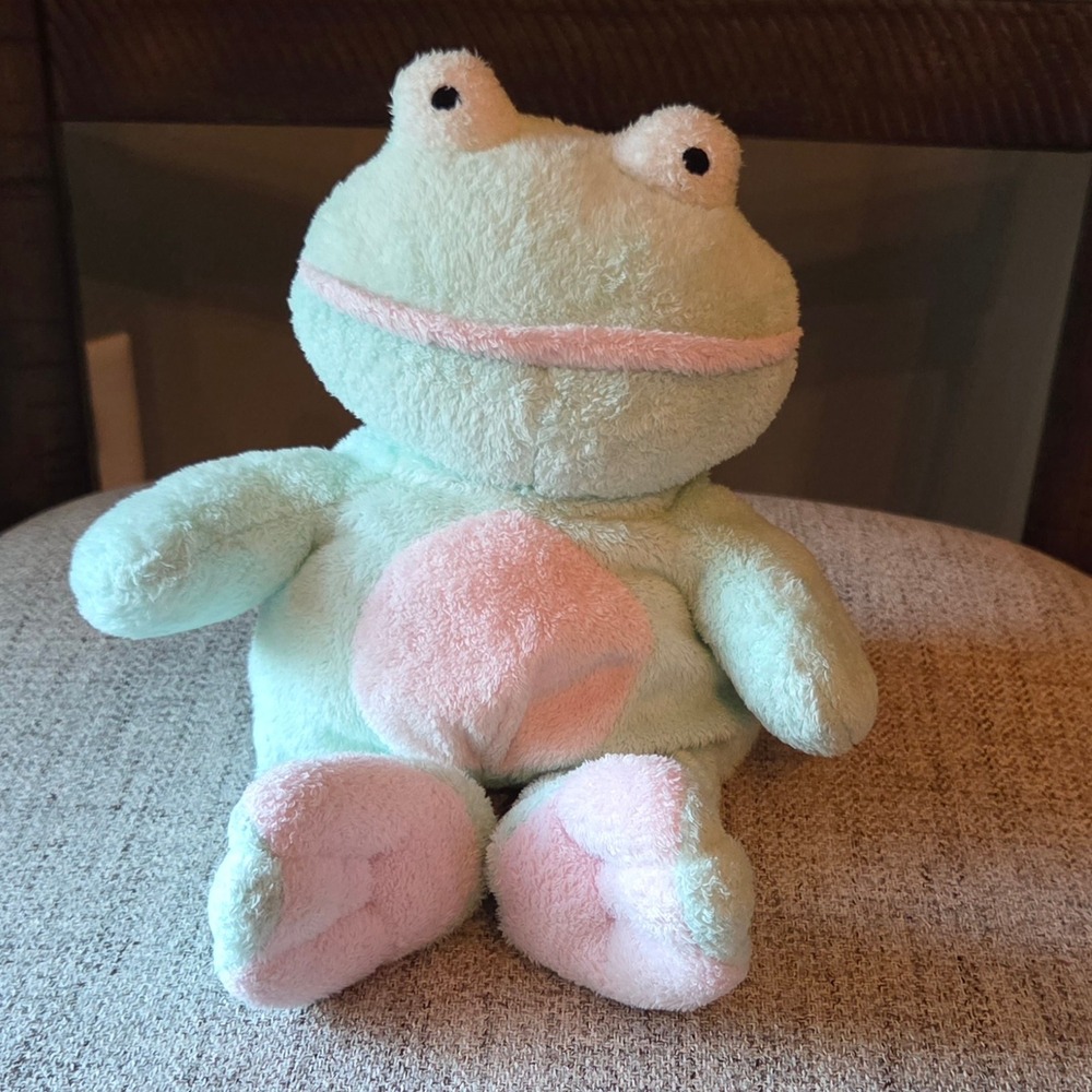 Vtg Ty Pluffies Grins Frog Plush Mint Green Pink 2002 TyLux Lovey Stuffed Toy